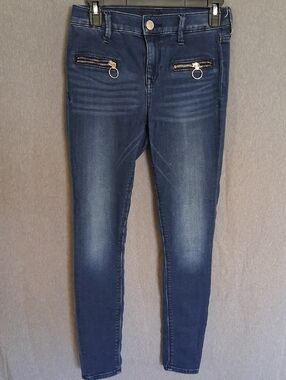 Express Indigo Skinny Jeans with Zip Pocket Rings